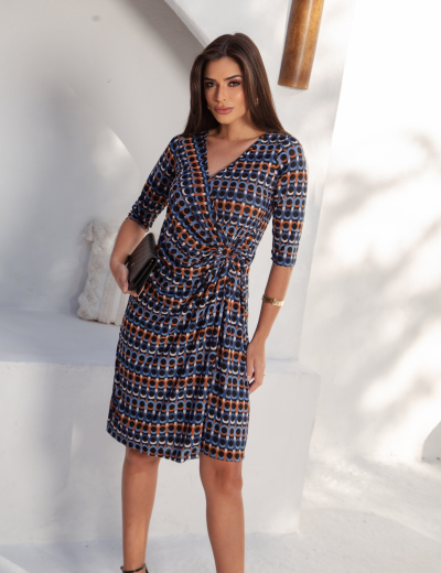 Vestido Leda Circulos Azul 