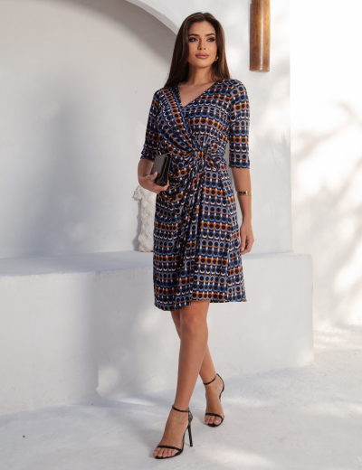 Vestido Leda Circulos Azul 