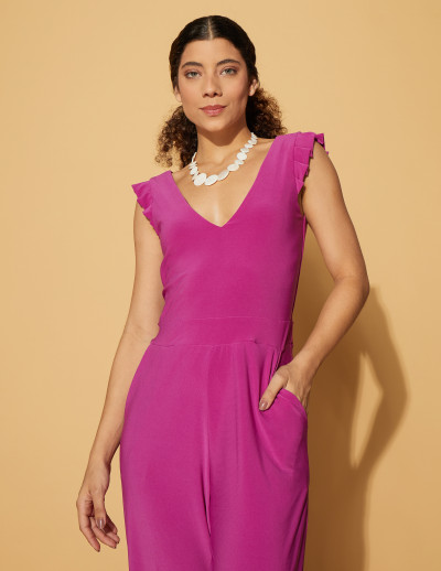 Macacão Luciana Liso Fucsia