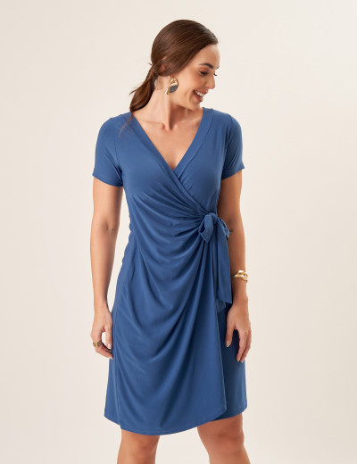 Vestido Sheila Liso Azul