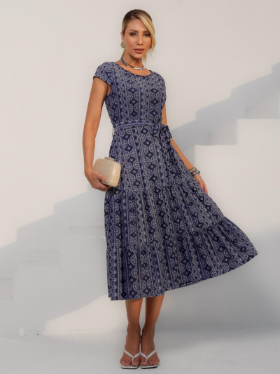 Vestido Ester Porcelena Marinho