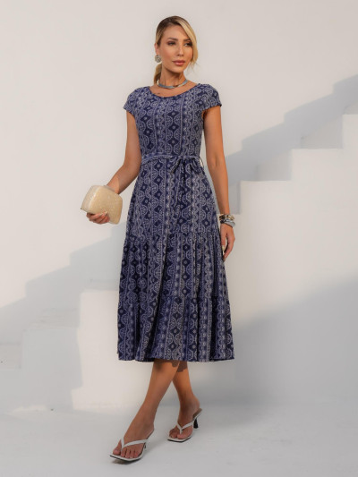 Vestido Ester Porcelena Marinho