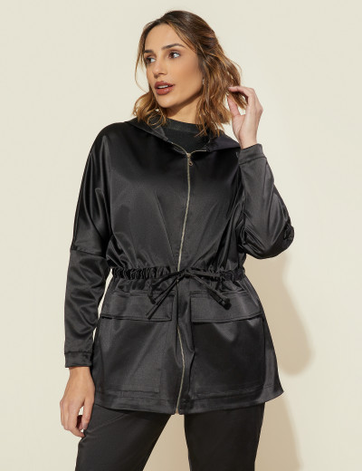 Casaco Rafela Acetinado Preto