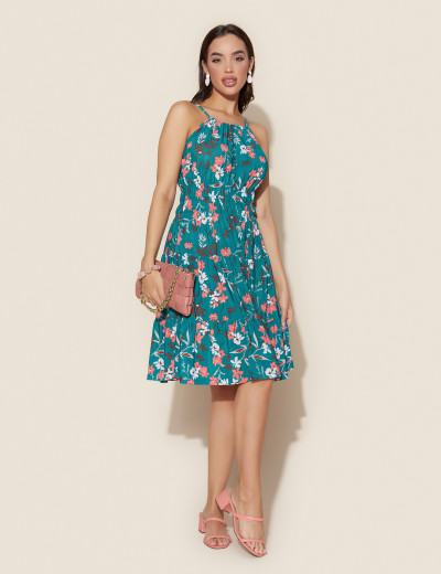 Vestido Analice Folhagem Verde