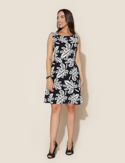 Vestido Silvia Folha Preto