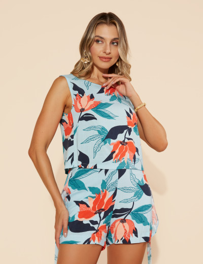 Conjunto Anabel Floral Azul