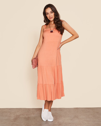 Vestido Pauline Liso Laranja
