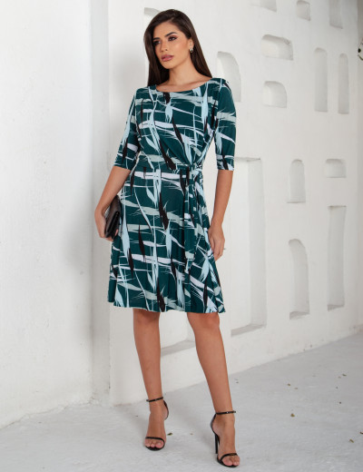 Vestido Poliana Geométrico Verde
