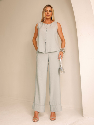 Conjunto Alexa Liso Cinza