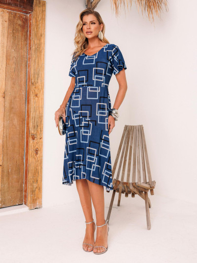 Vestido íris Quadricular Marinho