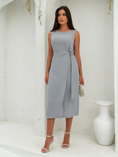 Vestido Salete Liso Cinza
