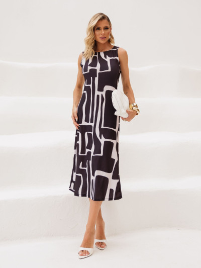 Vestido Astrid Gométrico Preto