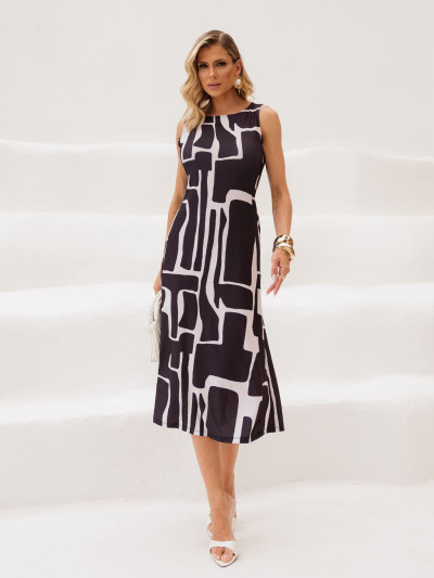 Vestido Astrid Gométrico Preto