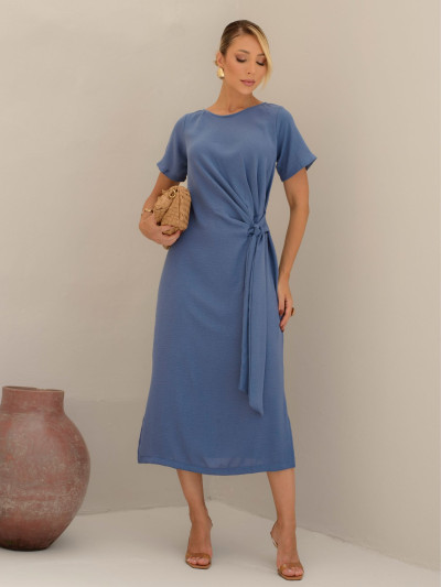 Vestido Deise Liso Azul