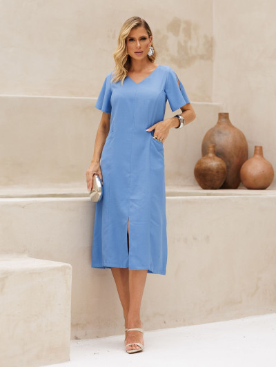 Vestido Marisol Liso Azul