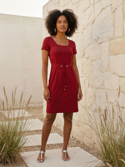 Vestido Paula Liso Vinho