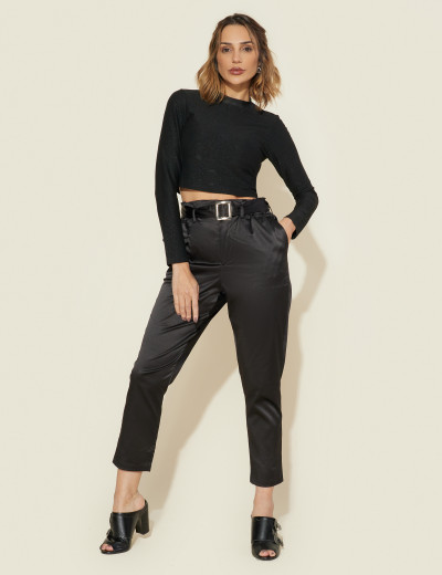 Calça Louise Acetinado Preto