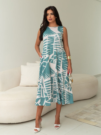 Vestido Astrid Geométrico Menta