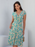 Vestido Aurora Folhagem Celeste 