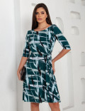 Vestido Poliana Geométrico Verde