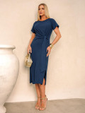 Vestido Deise Liso Marinho