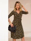 Vestido Lavínia Pontilhado Mostarda