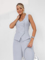 Conjunto Rachel Liso Cinza