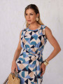 Vestido Érica Geométrico Azul