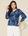 Blusa Chloe Floral Marinho